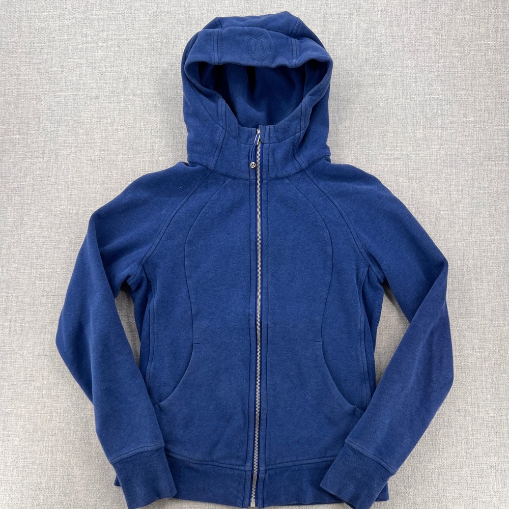 Lululemon Scuba Hoodie Full Zip Women 8 Blue Cotton Blend Athleisure Cozy Active - Picture 3 of 11